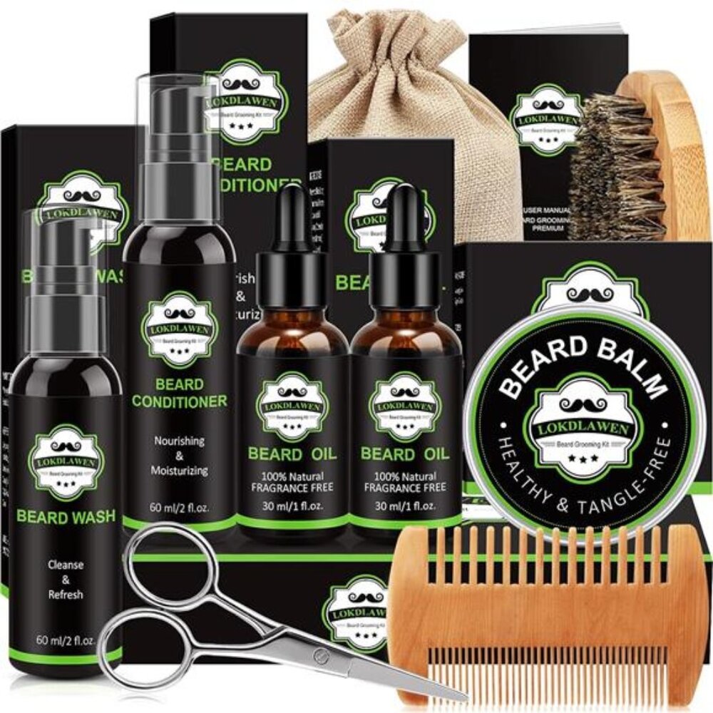 Beard Kit for Men with Beard Wash, Beard Conditioner, Beard Oil, Beard Balm